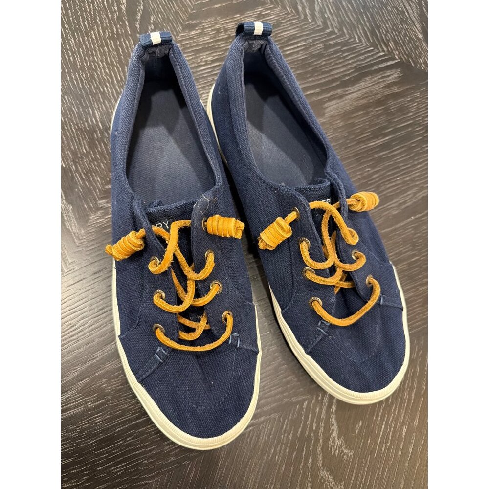 Sperry Top-Sider Crest Vibe Navy Blue Slip-On Sneakers Womens 8.5M Canvas With T